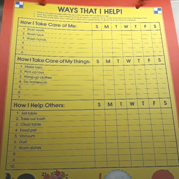 1983 Chore Chart, vintage children's Current hangable choee chart - Picture 1 of 7